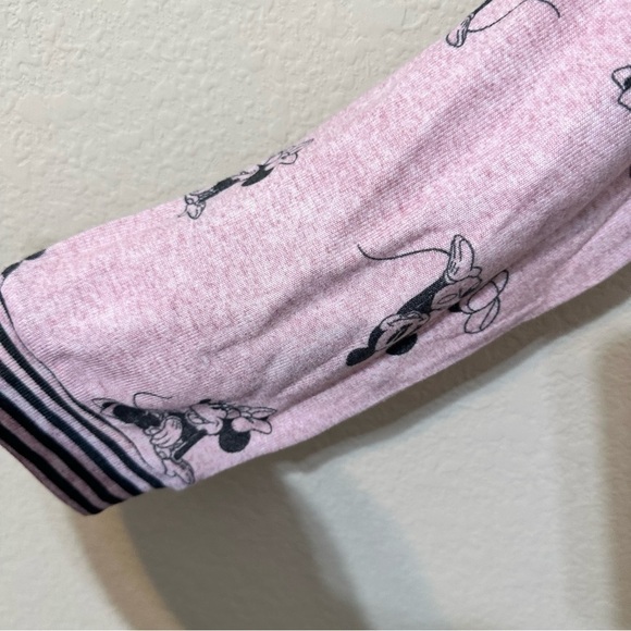 Disney Pajama Top Pink Black Mickey Minnie Print Long Sleeve Drawstring PJs Soft - Picture 3 of 4